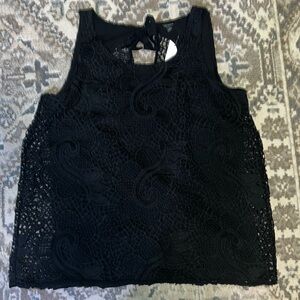 Ann Taylor Loft black Lace Racerback Lined Dressy Blouse Large NWT